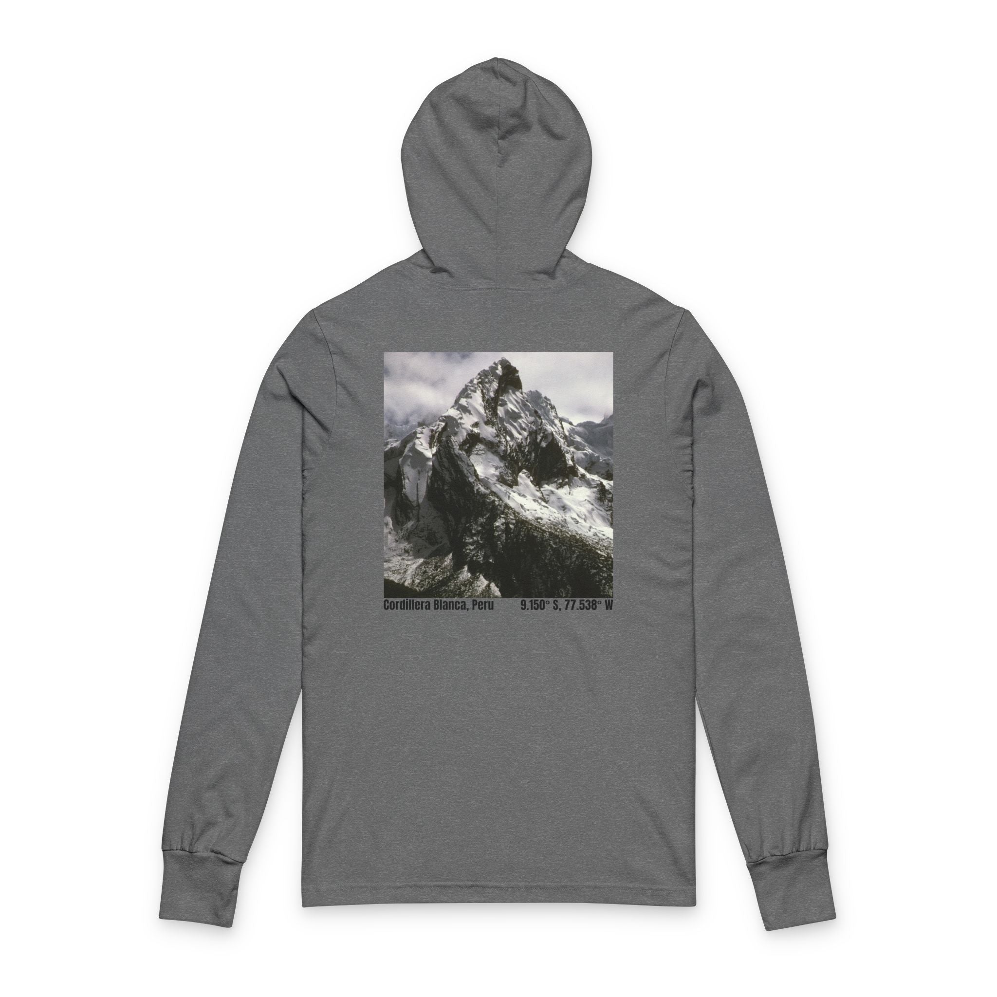 Mountain Photo Hooded Long-Sleeve Tee — Adventure Graphic Hooded Tee