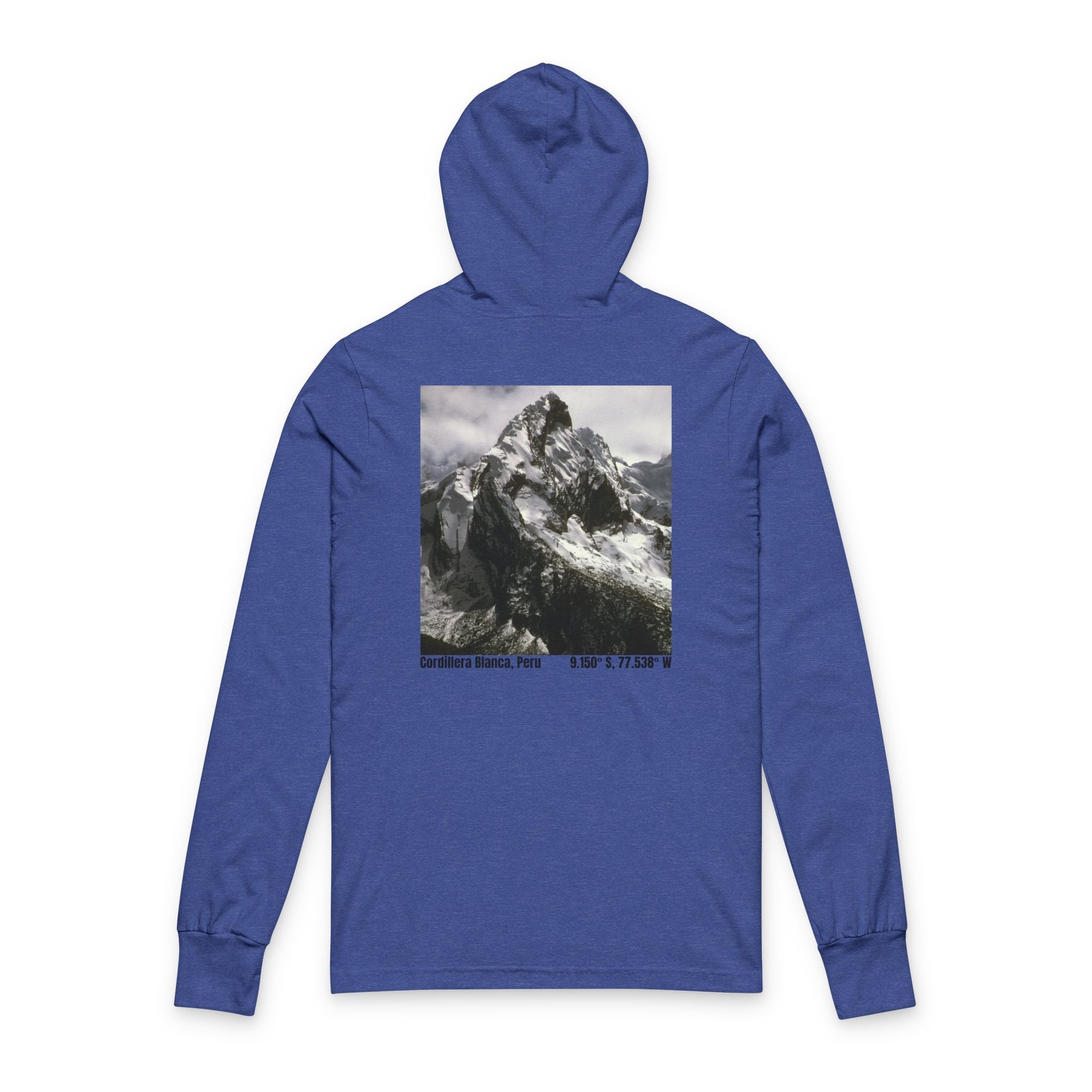 Mountain Photo Hooded Long-Sleeve Tee — Adventure Graphic Hooded Tee