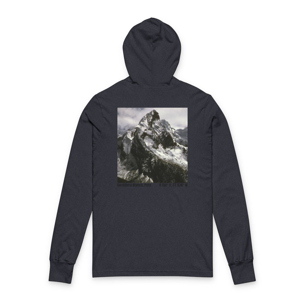Mountain Photo Hooded Long-Sleeve Tee — Adventure Graphic Hooded Tee
