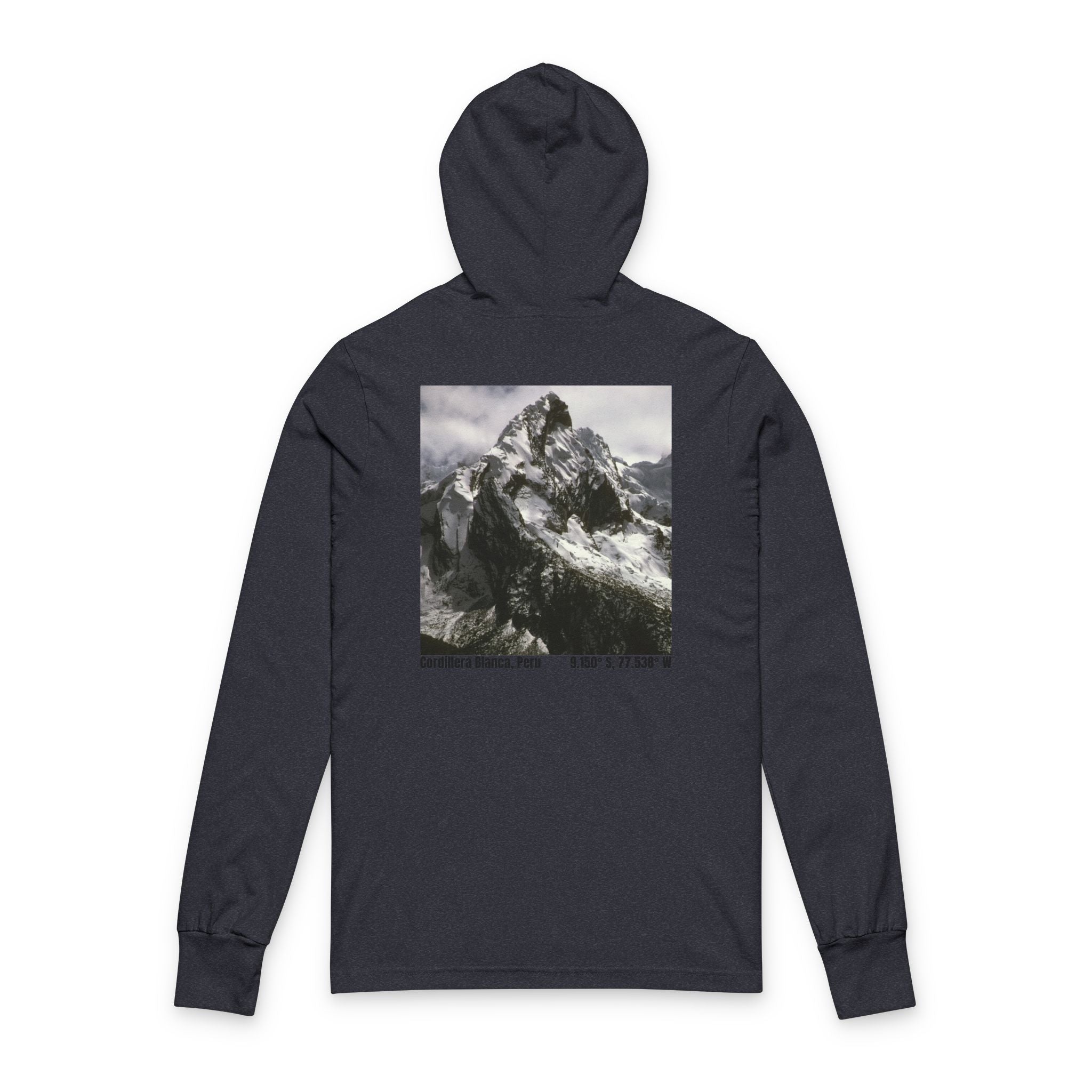 Mountain Photo Hooded Long-Sleeve Tee — Adventure Graphic Hooded Tee