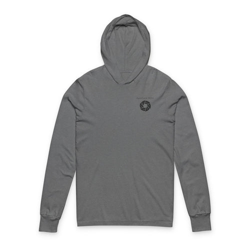 Mountain Photo Hooded Long-Sleeve Tee — Adventure Graphic Hooded Tee