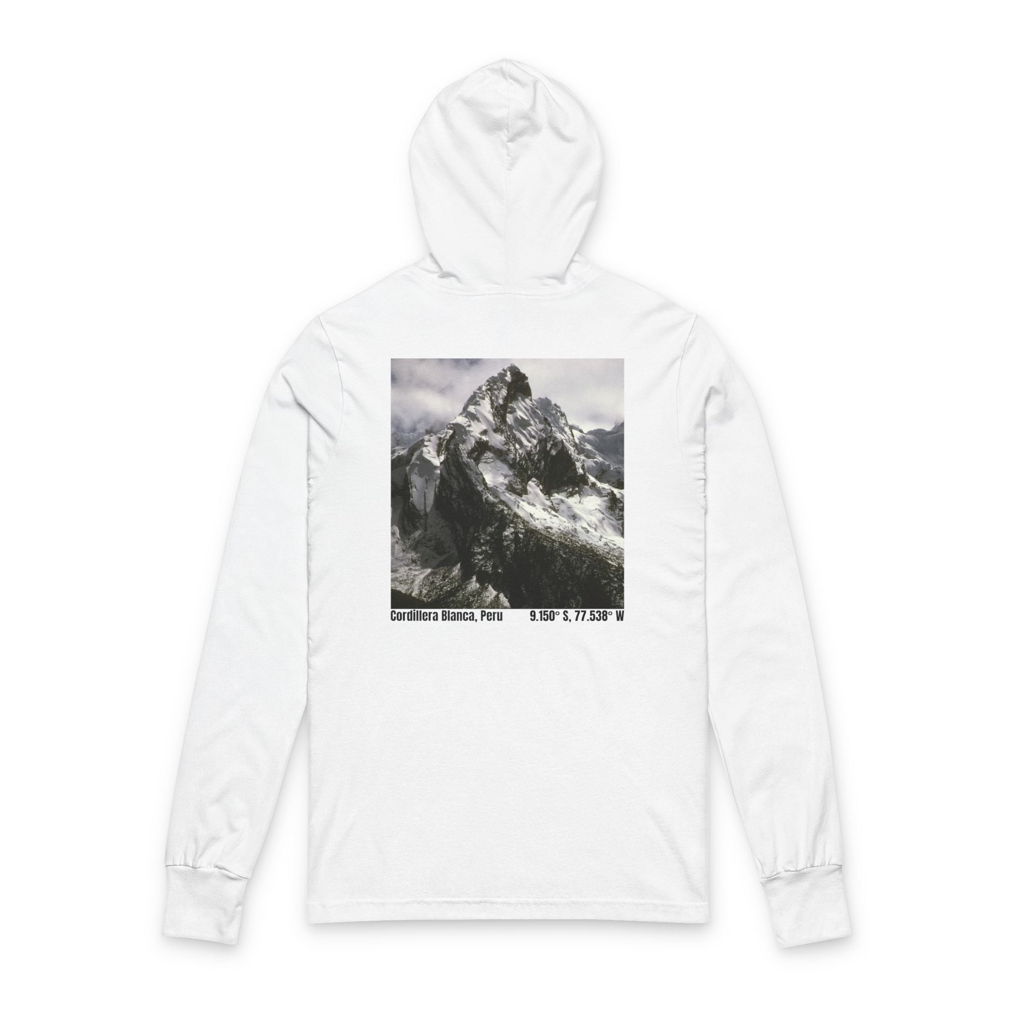 Mountain Photo Hooded Long-Sleeve Tee — Adventure Graphic Hooded Tee